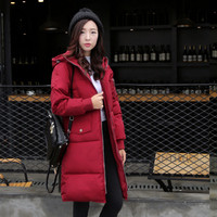 实拍韩版2015冬季情侣修身显瘦大码棉衣女中长款带帽羽绒服外套