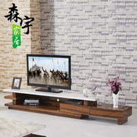 大理石电视柜 简约现代酸枝木贴皮可伸缩电视柜