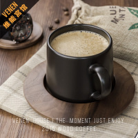 小资欧式创意情侣咖啡杯套装 简约黑色磨砂陶瓷牛奶马克杯子带勺