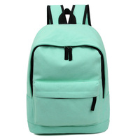 少女双肩包薄荷绿 简约纯色帆布背包中学生高中书包电脑包休闲包