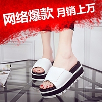 韩版016夏季新款厚底女防滑凉拖鞋松糕跟女鞋坡跟高跟学生鞋凉鞋