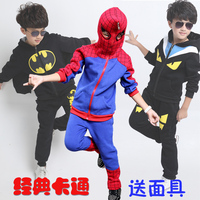 男童套装冬季新款加绒加厚外套蜘蛛侠奥特曼怪兽蝙蝠侠两件套童装