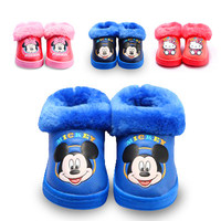 正品迪士尼儿童棉鞋女童男童冬季居家保暖宝宝室内加绒包跟棉拖鞋