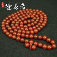 南红色玛瑙老圆珠红玉髓108颗佛珠念珠千年至纯极品天然老玛瑙串