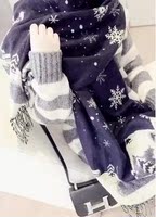 韩版秋冬季新款双面围巾女雪花城堡仿羊绒情侣加厚围脖披肩两用