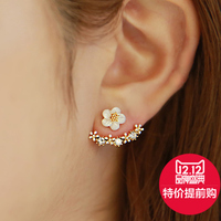 韩国代购耳钉新款后挂式耳钉耳环 S925纯银花朵耳钉女气质防过敏