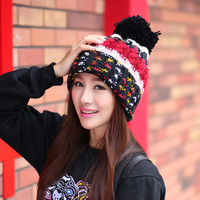 帽子女冬天 毛线帽韩版可爱保暖护耳粗毛线针织帽 冬季时尚棉帽子