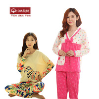 2016年春季新款可爱韩国女生纯棉睡衣长袖家居服套装pink学生卡通