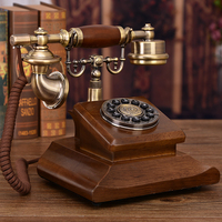 慕臻 新款实木欧式仿古电话机美式时尚创意复古高档家用座机古董