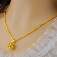 镀金项链水波链饰品 仿金女转运珠 仿金防过敏 久镀黄金欧币套链