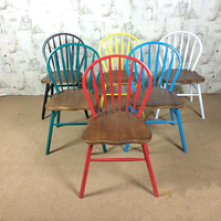 鸿福来 美式复古餐椅铁艺创意孔雀椅剑背椅休闲咖啡椅靠背实木椅