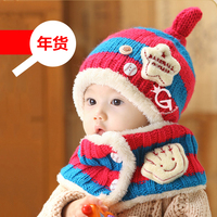 秋冬季宝宝帽子婴儿加绒男女3-6-12个月1-4岁小孩套头毛线儿童帽