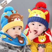 冬季加厚3-6-12个月女婴儿帽子1-2岁男童宝宝加绒保暖儿童毛线帽0