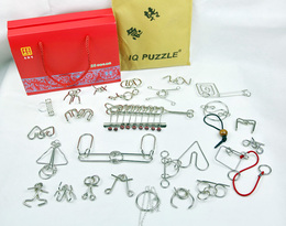 成人学生儿童智力玩具 解环解扣解锁九连环二十五件套 25件套礼盒