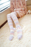 冰淇淋色软绵绵毛绒珊瑚绒女过膝袜高筒袜地板袜加厚保暖睡眠袜子