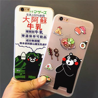 日系熊本熊卡通透明硅胶软边5s苹果iphone6手机壳6s plus全包软壳