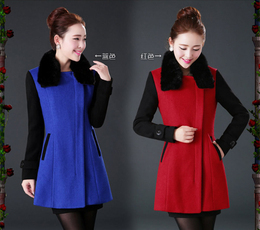 2015秋冬新款女装中长款羊毛呢子奢华外套韩版修身显瘦羊绒大衣