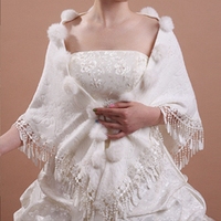 冬季婚纱披肩结婚白色红色围巾蕾丝大码胖MM礼服旗袍新娘婚礼披肩