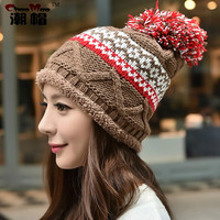 冬季帽子女士韩版可爱潮复古时尚针织帽秋天加厚保暖百搭粗毛线帽