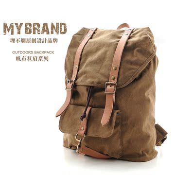 MYBRAND原创新款帆布包双肩包学院风学生包男包女包旅行包背包B08