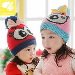 韩国专柜正品冬季新款儿童帽子男女童宝宝大眼睛毛线帽彩色套头帽