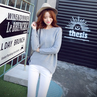 2015冬季新款女装韩版休闲套头加厚毛衣长袖针织衫女打底衫