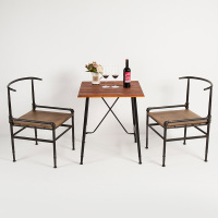 美式乡村时尚餐厅咖啡厅LOFT桌椅组合三件套复古做旧实木餐桌椅