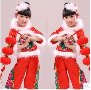 新款圣诞节元旦新春儿童民族演出服灯笼服喜庆开门红秧歌舞表演服