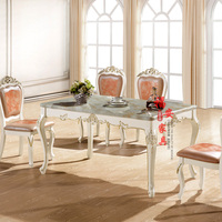 欧式餐桌天然大理石美式实木椅组合小户型饭桌橡木长方形现代桌椅
