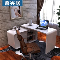简约台式家用书桌书柜组合 简易烤漆电脑桌 宜家转角写字台办公桌