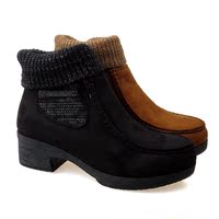 2015冬季新款正品老北京布鞋女棉鞋 低跟粗跟毛线口中年妈妈短靴