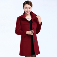 中熙2015新款秋冬装时尚高端立领羊毛呢外套女中长款修身呢子大衣