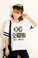 明星同款EXO衣服 夏季新款 韩版字母印花大码宽松显瘦学生T恤女潮