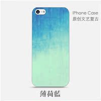 清新蓝蜜桃复古情侣保护套苹果6 5s iPhone6plus原创意硅胶手机壳