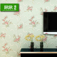 无纺布墙纸欧式田园花朵 客厅3d立体浮雕 卧室温馨床头背景墙壁纸