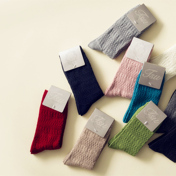 5双包邮韩国秋冬日系女士堆堆袜子中筒复古森系彩色纯色棉短靴袜