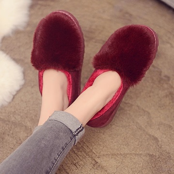秋冬季棉拖鞋女士高包跟可爱韩国毛毛绒 居家厚底加绒保暖大棉鞋
