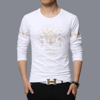 2015新款 男装正品休闲男士长袖T恤打底衫 韩版印花长袖t恤大码潮