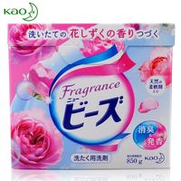 日本进口花王玫瑰公主花香柔软洗衣粉 含柔顺剂无荧光剂护色 900g