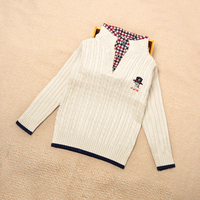 韩版2015新款男童儿童毛衣打底衫套头衬衫领加厚纯色长袖3-5-7岁