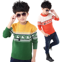儿童毛衣男童针织衫2015秋冬新款中大童圆领套头打底衫加厚羊毛衫