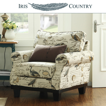 鸢尾乡村美式风格现代布艺沙发 小客厅卧室单人沙发 组合沙发