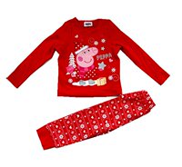 英国T*圣诞女童中童套装peppa pi*粉红猪小妹纯棉儿童家居服特价