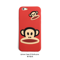 日韩可爱苹果6Phone6s plus手机壳卡通大嘴猴防摔红黑6S软硅胶套