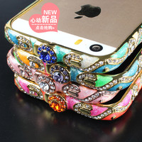 iphone6s手机壳水钻苹果i6plus手机套中国风彩陶5s镶钻石金属边框