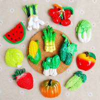 创意可爱树脂水果蔬菜冰箱贴磁贴 卡通立体早教磁吸铁石装饰贴