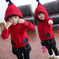 女童2015秋装春秋新款韩版宝宝儿童魔法帽子童装抓绒外套长袖上衣