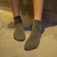 韩国袜子女冬季羊毛线女士保暖羊毛袜加厚毛巾袜日系纯色冬天袜