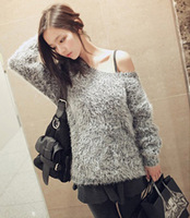 2015年冬季新款 韩国代购同款 马海毛长袖套头毛衣
