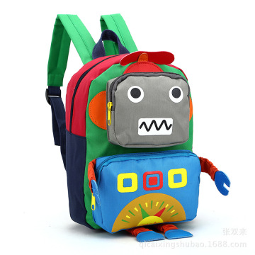 韩版卡通儿童书包幼儿园男女童1-5岁双肩包机器人背包幼儿园书包